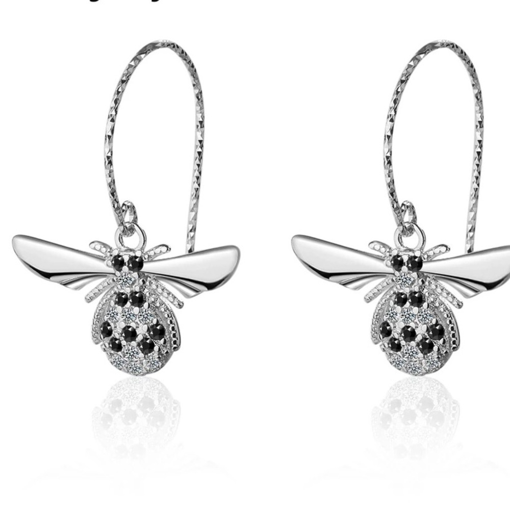 New 925 Sterling Silver Bee Earrings - Picture 3 of 4